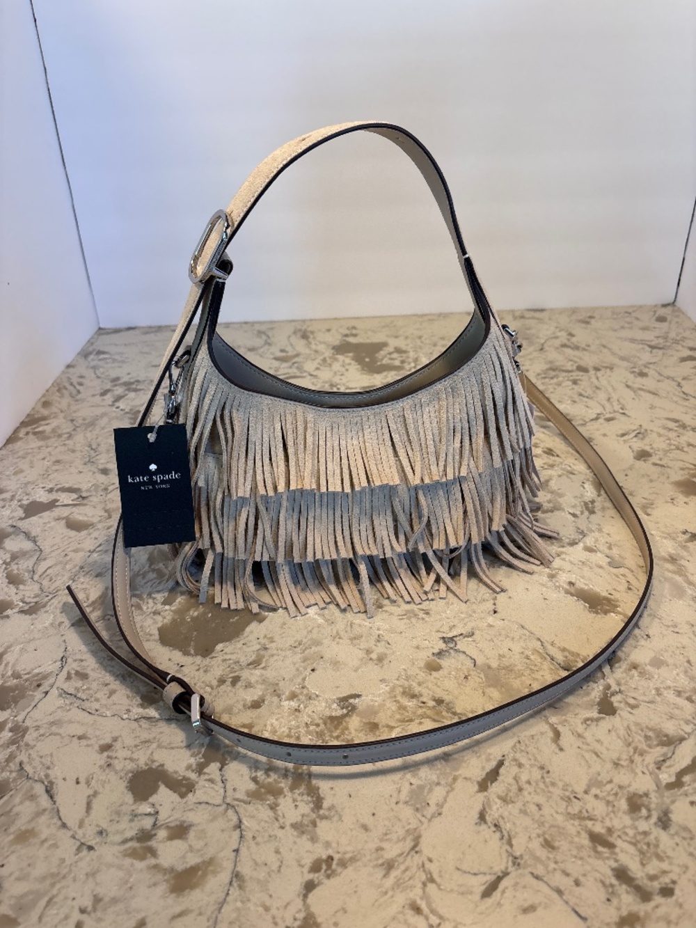 NWT Kate Spade New York 454 Suede Fringed Handbag Mini Shoulder